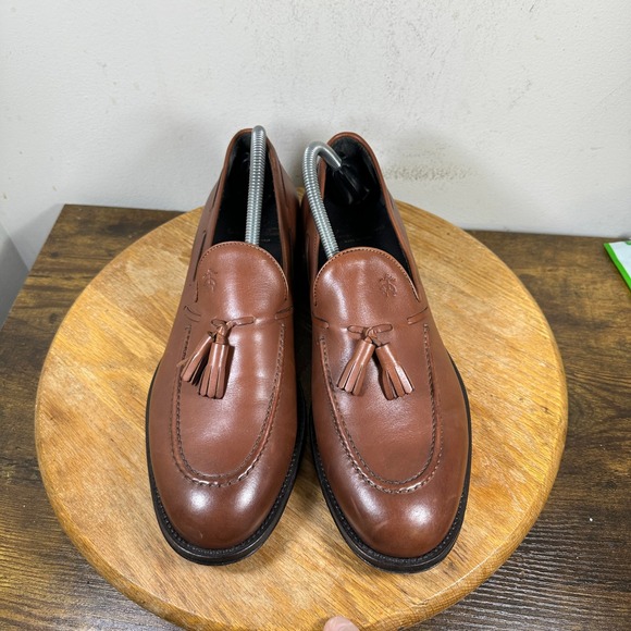 Brooks Brothers Brown Leather Tassel Loafer Shoes Made in Italy Size 8.5
